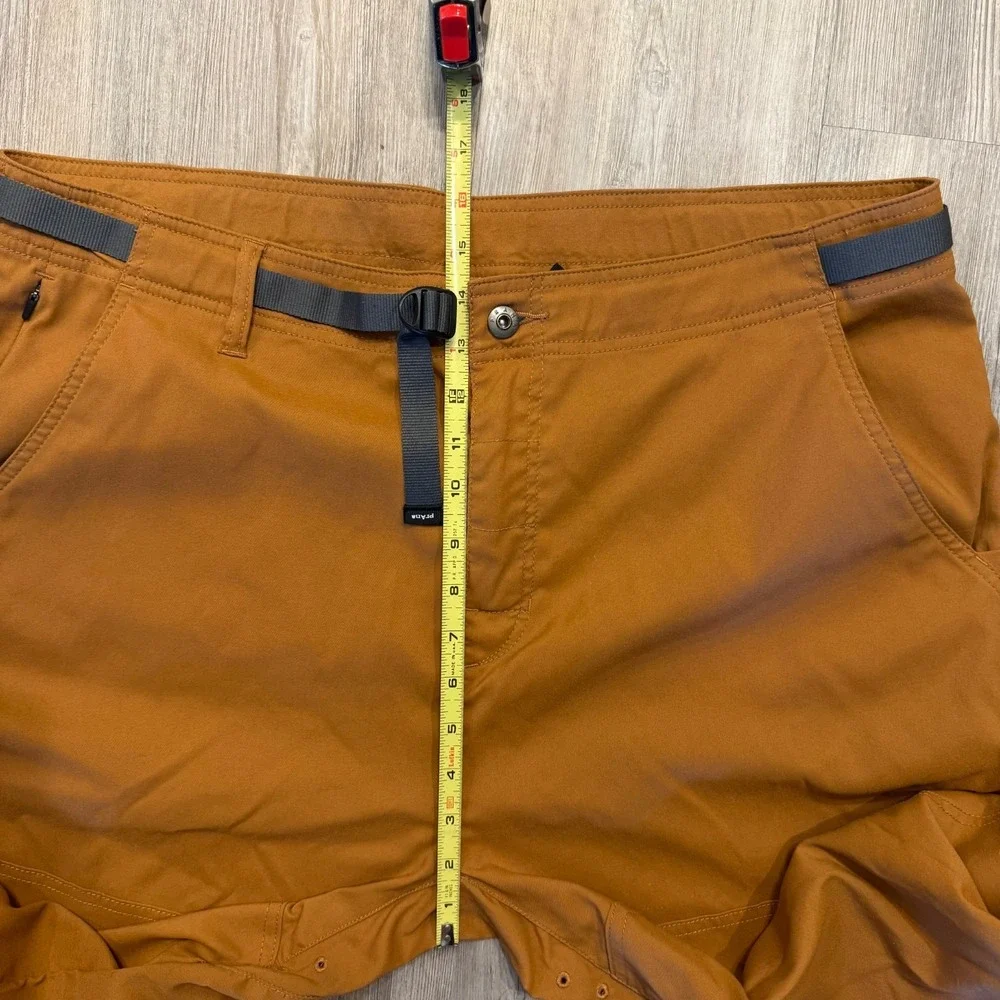 prAna Mens 40x32 Stretch Zion Relaxed Straight Hiking Pants Belted Brown